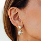 Night Out Dangle Drop Golden Glass Pearl Earring