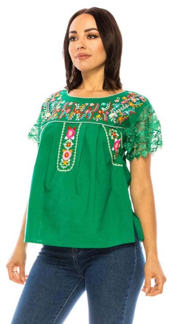 Women's Green Mexican Top