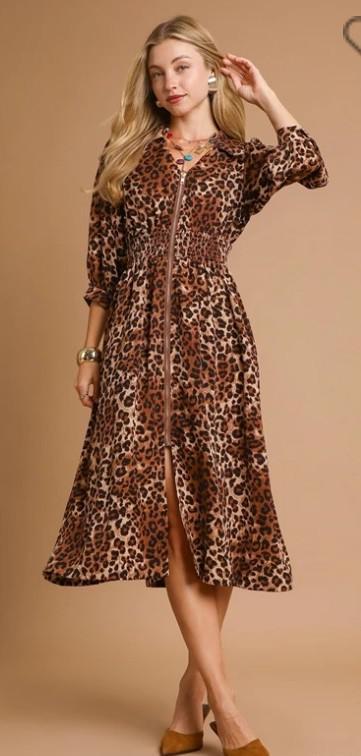LEOPARD ZIPPERED DRESS