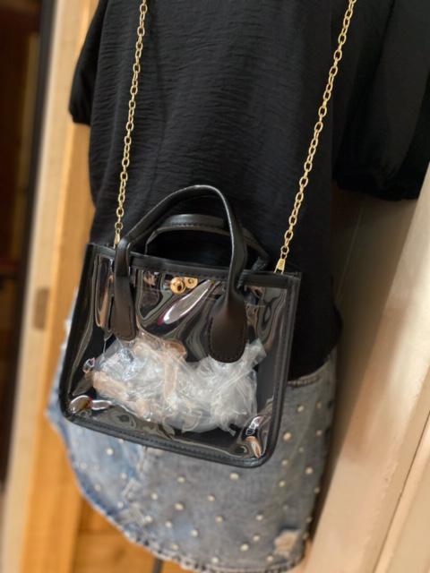 Leather Chain Clear Crossbody