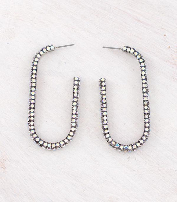 AB Rhinestone Pave Hoop Earrings