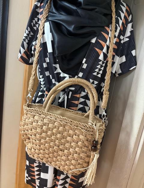 Rectangle Woven Shoulder Bag