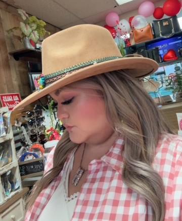Suede Cowboy Fedora With Turquoise Belt