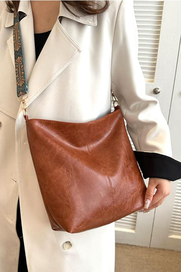 Retro Pattern Vegan Leather Crossbody Shoulder Bag