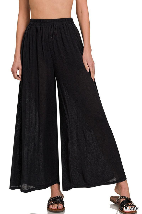 CRINKLE BLACK PANTS