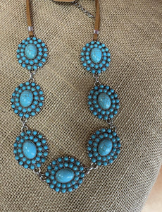 Turquoise concho necklace