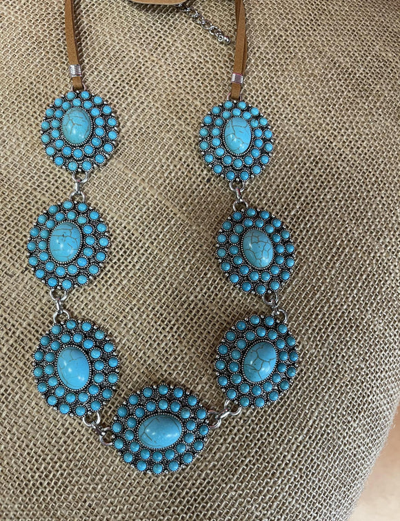 Turquoise concho necklace
