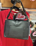 Black Braided Buckle Hobo Bag