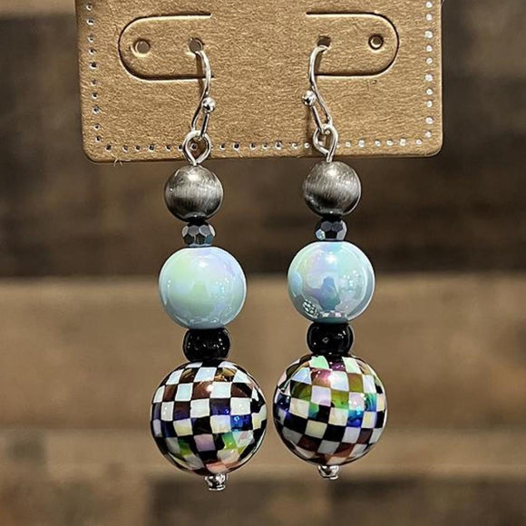 Checkered and Mint Earrings