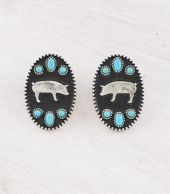 Pig Concho Earrings