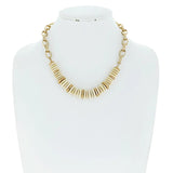 Bohemian Wooden Disc Beaded & Chain Necklace