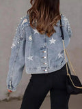Western Pearl Stud Boxy Denim Jacket