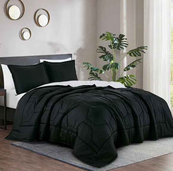 Reversible Black Modern Quilt Set