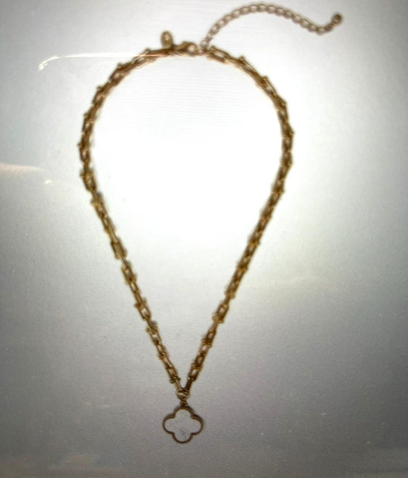 Gold and White Flower Necklace