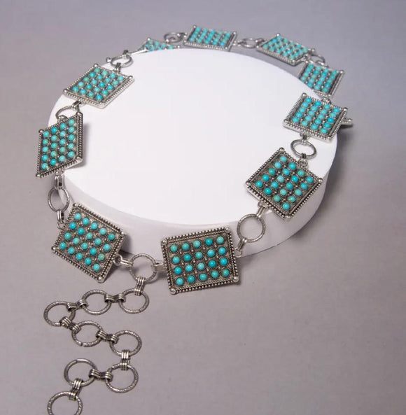 Turquoise Western Concho Chain Link Belt