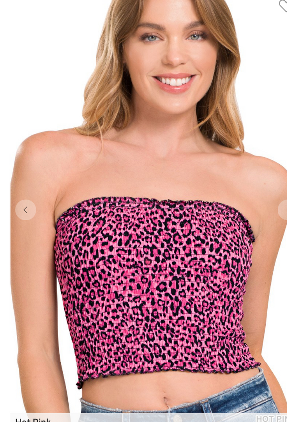Pink Cheetah Cropped Tube Top