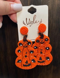 Pumpkin Beaded Earrings