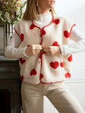 Valentines Hearts Pattern Sherpa Vest Jacket