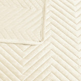 "Alabaster Chevron" 3-Piece Micromink Luxury Quilt Set King