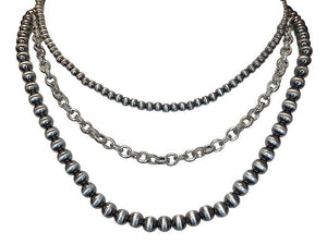 Navajo Bead  Chain Layered Necklace