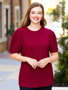 Solid Maroon Puff Sleeve Top