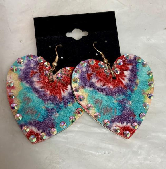 Tie Dye Heart Earrings