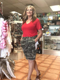 Camo Elastic Waist Bermuda with Fray