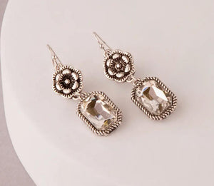 Western Floral Clear Post Dangle Earrings