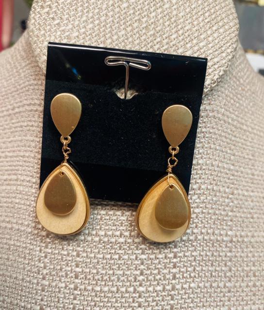 Gold and Tan Earrings