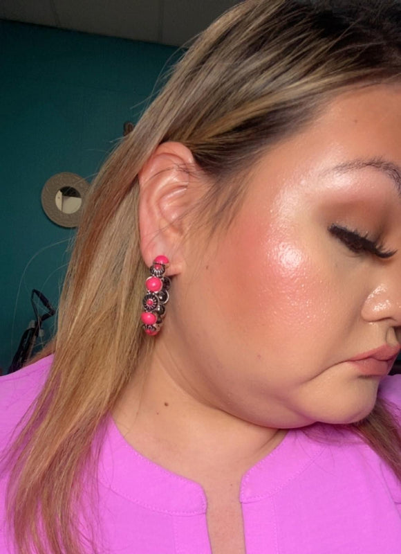 Pink and Silver Earrings