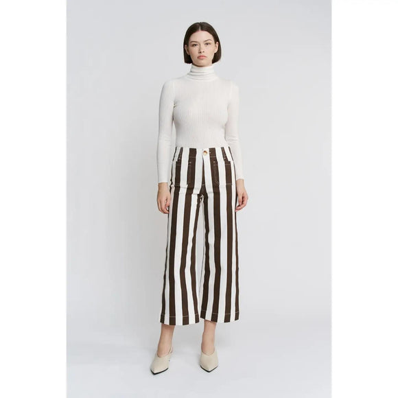 Super High Stripe Cropped Wide Leg
