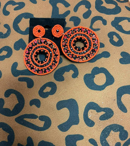 Orange & Black Earring
