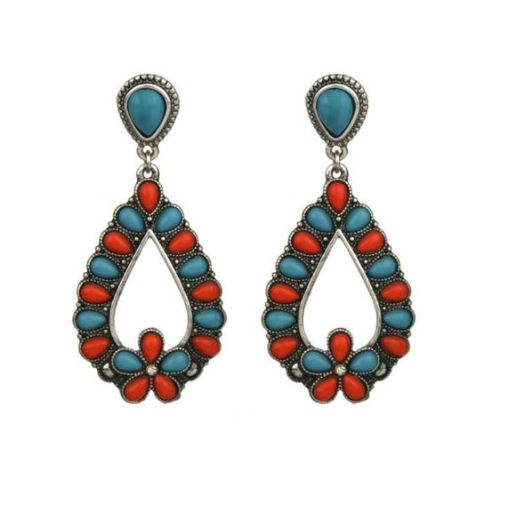 TURQUOISE AND RED EARRINGS