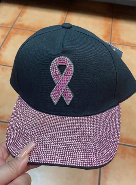 Black Cancer Awareness Cap With Rhinestones