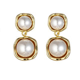 Night Out Dangle Drop Golden Glass Pearl Earring