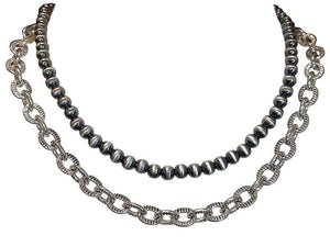 Chain  Navajo Bead Layer Necklace