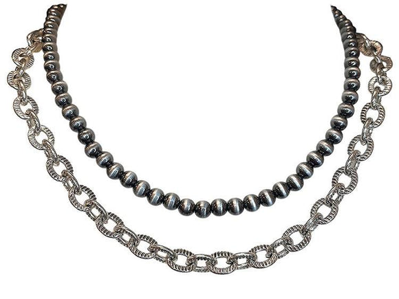 Chain  Navajo Bead Layer Necklace