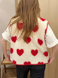 Valentines Hearts Pattern Sherpa Vest Jacket