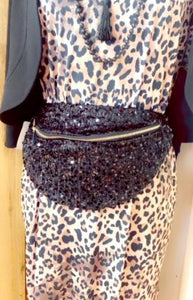Black Sequins Fanny Pack