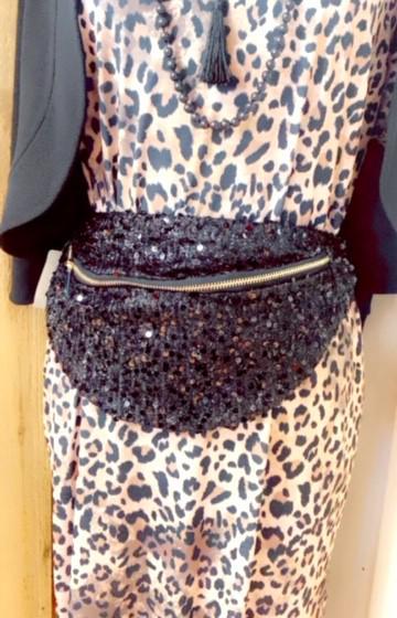 Black Sequins Fanny Pack
