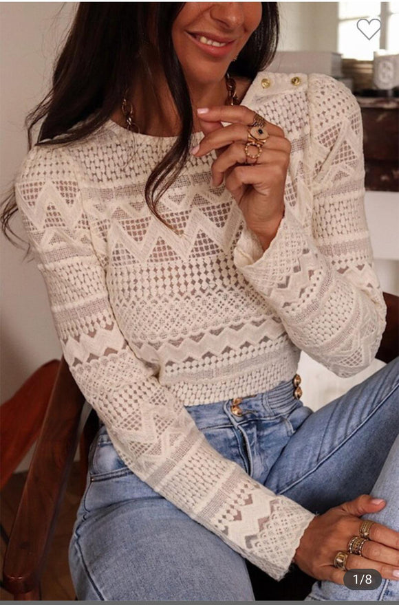 Cream Lace Top