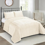 "Alabaster Chevron" 3-Piece Micromink Luxury Quilt Set King