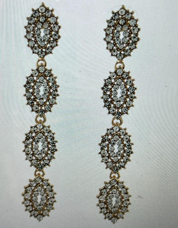 Clear Gold Chandelier Earrings