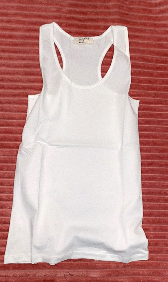 White Razor Back Tank Top