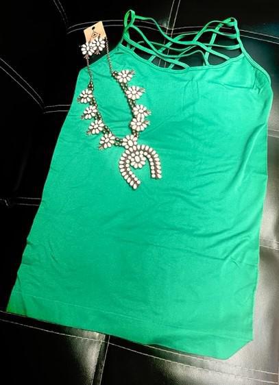green criss cross tank