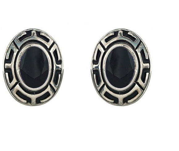 Black and Silver Clip on Earrings