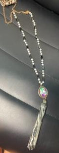 black & white tassel necklace