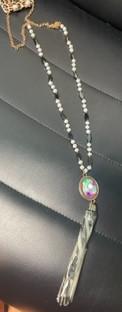 black & white tassel necklace