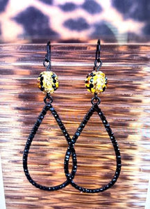 Black cheetah Tear Earrings