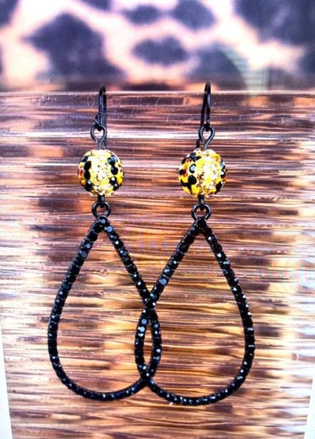 Black cheetah Tear Earrings